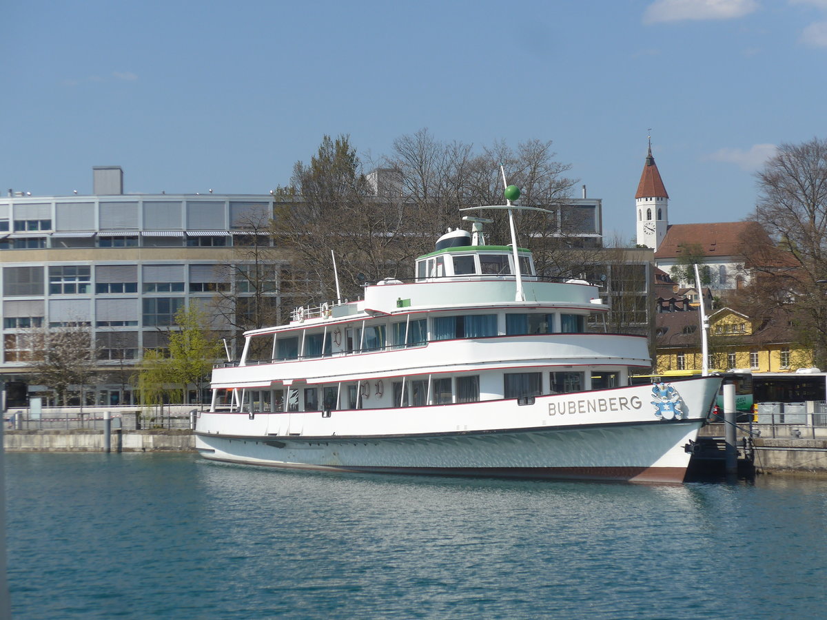 (215'963) - Motorschiff Bubenberg am 8. April 2020 an der Schiffl�ndte Thun