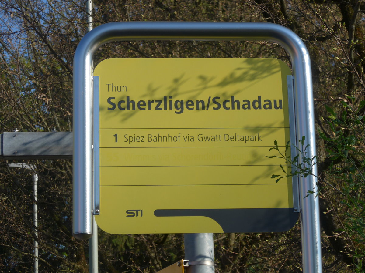 (215'989) - STI-Haltestelle - Thun, Scherzligen/Schadau - am 10. April 2020