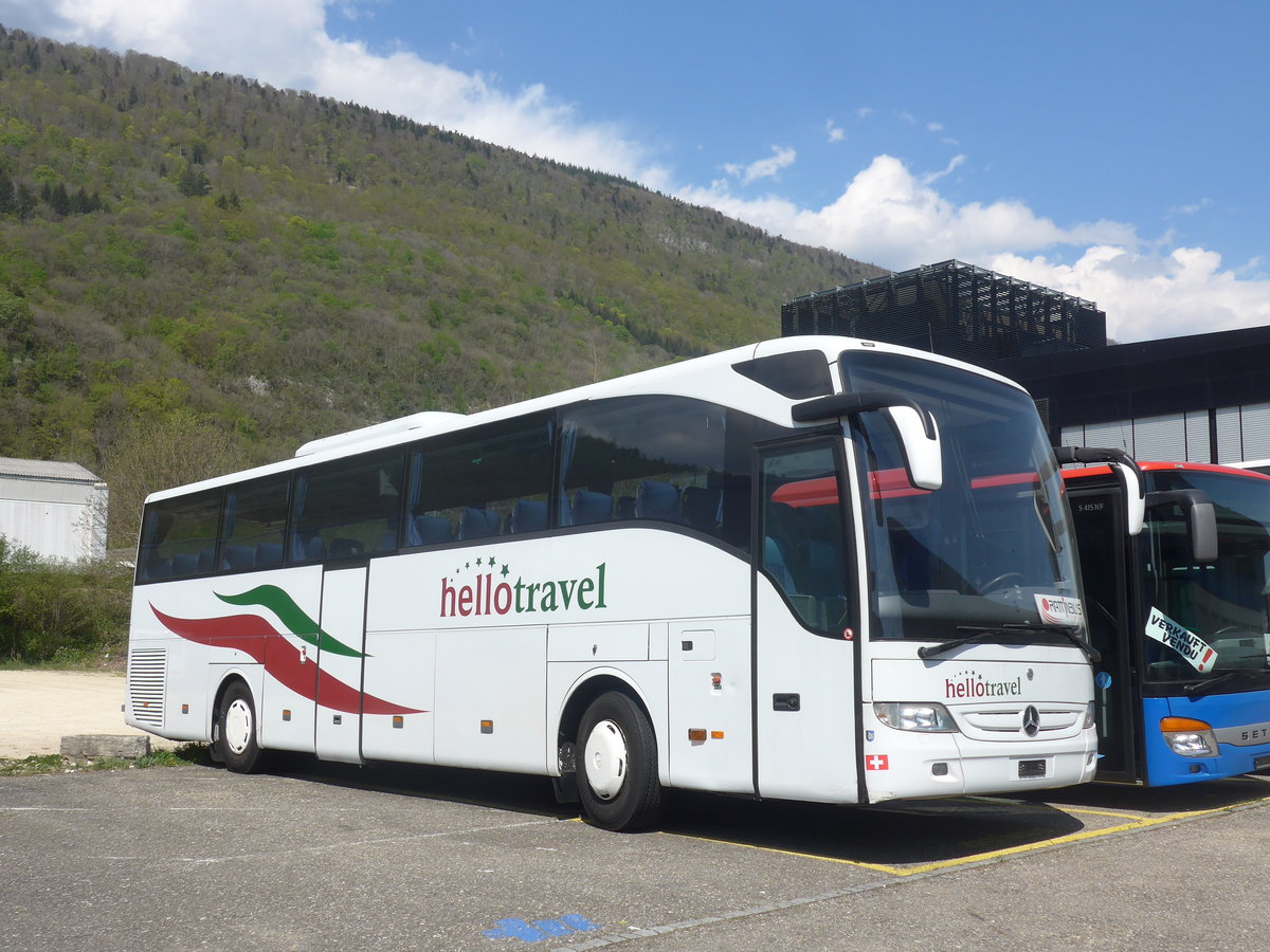 (216'032) - Hellotravel, Root - Mercedes (ex MOB Montreux Nr. 4) am 12. April 2020 in Biel, Rattinbus