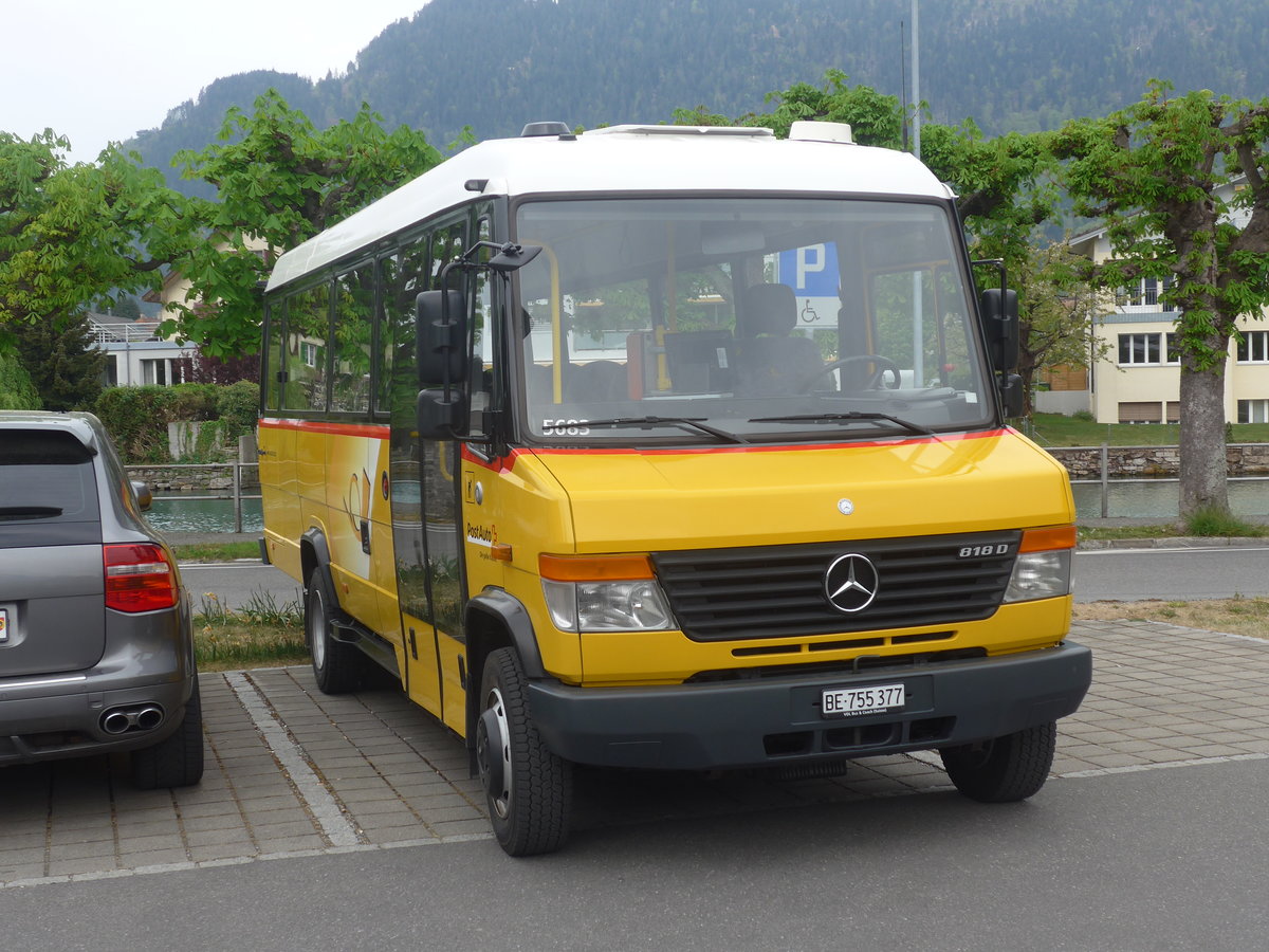 (216'307) - PostAuto Bern - BE 755'377 - Mercedes/Kusters am 21. April 2020 beim Bahnhof Interlaken West