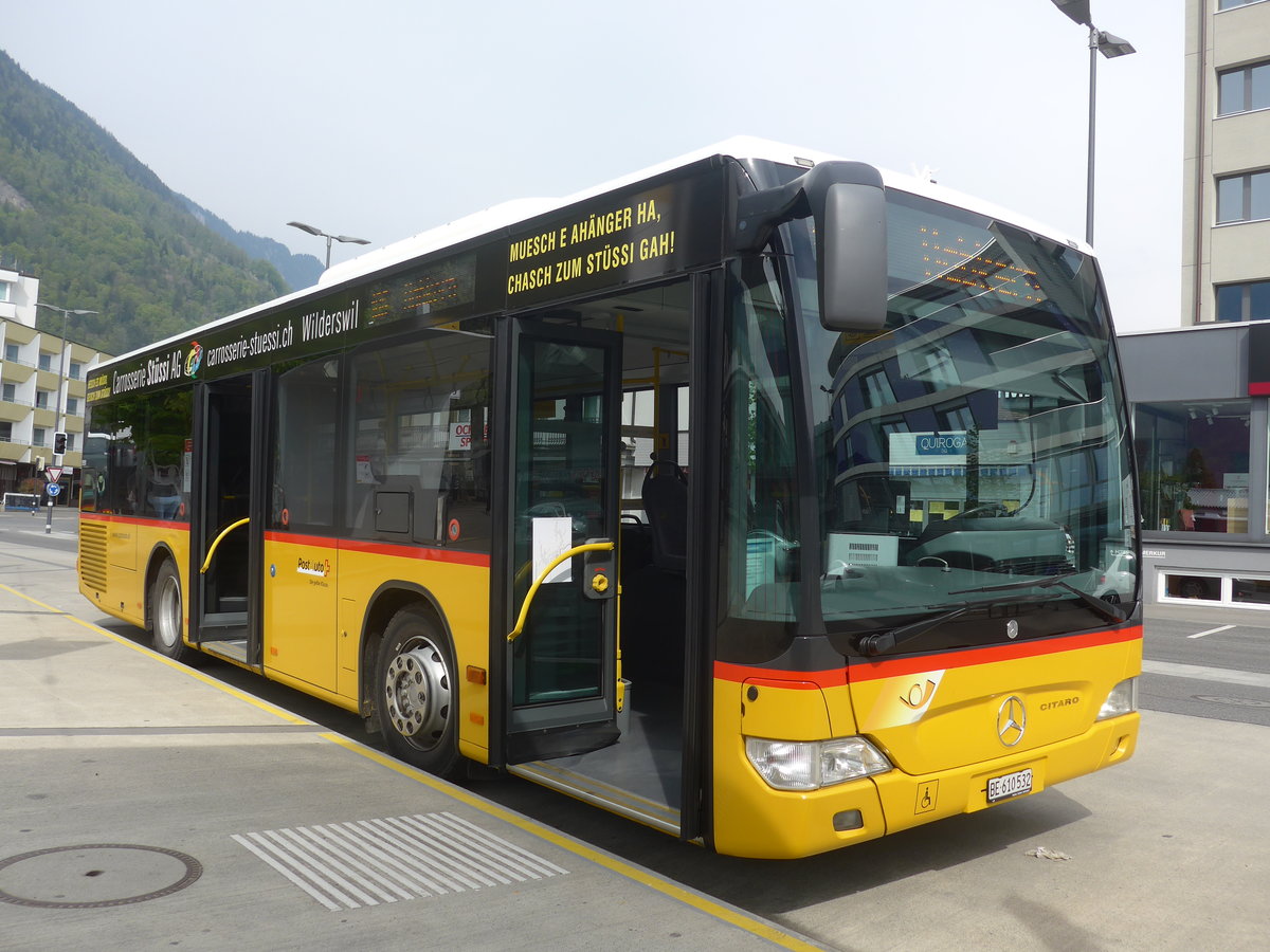 (216'337) - PostAuto Bern - BE 610'532 - Mercedes am 21. April 2020 beim Bahnhof Interlaken West