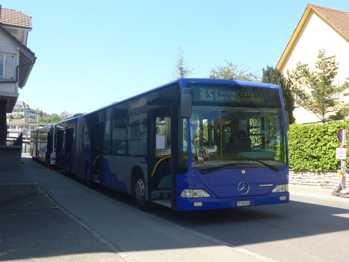 (216'381) - Intertours, Domdidier - Nr. 206/FR 300'658 - Mercedes (ex VZO Grningen Nr. 51) am 22. April 2020 beim Bahnhof Belp