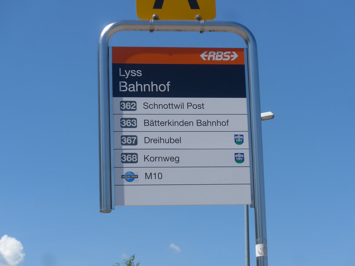 (217'175) - RBS-Haltestelle - Lyss, Bahnhof - am 21. Mai 2020