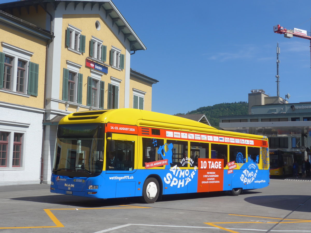 (217'370) - RVBW Baden - Nr. 30/AG 445'445 - MAN am 30. Mai 2020 beim Bahnhof Baden