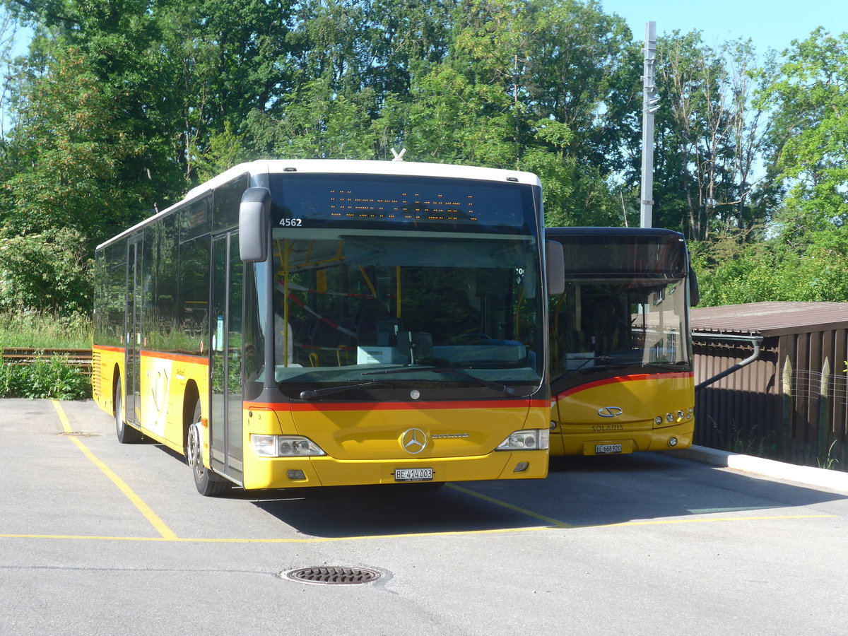 (217'501) - PostAuto Bern - Nr. 3/BE 414'003 - Mercedes (ex Klopfstein, Laupen Nr. 3) am 31. Mai 2020 in Laupen, Garage