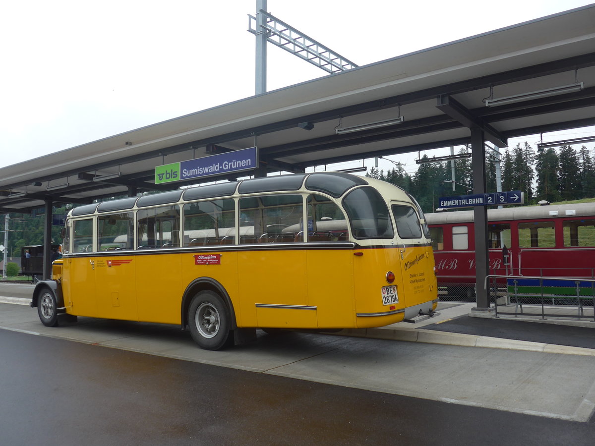 (217'970) - Loosli, Wyssachen - BE 26'794 - Saurer/R&J am 14. Juni 2020 beim Bahnhof Sumiswald-Grnen