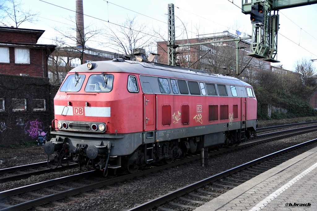 218 208-7 fuhr solo durch hh-harburg,14.02.19