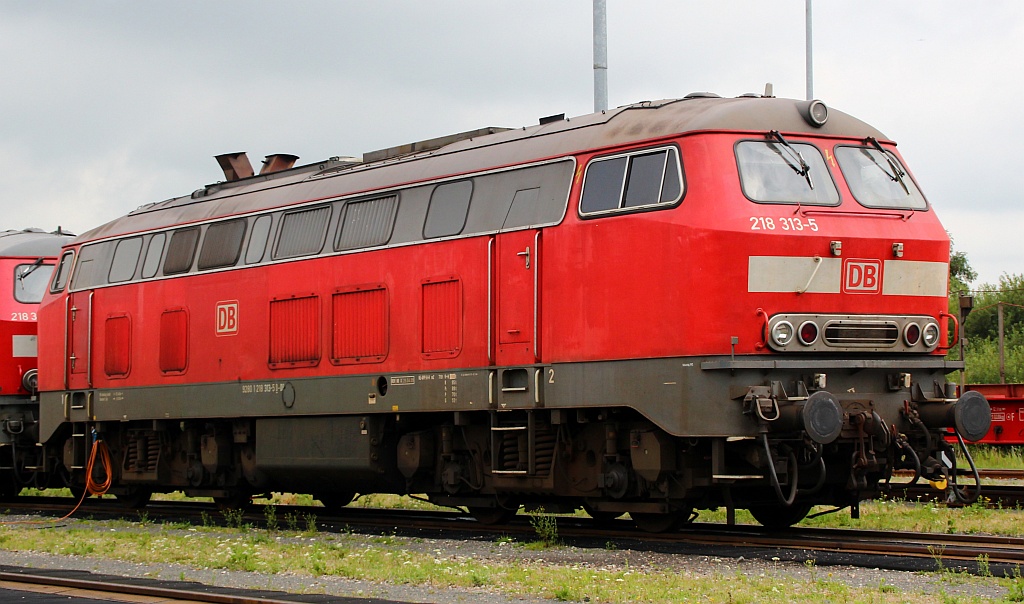 218 313-5 aufgenommen im Aw Niebüll(DB AutoZug,legaler Standort). Niebüll 04.08.2012