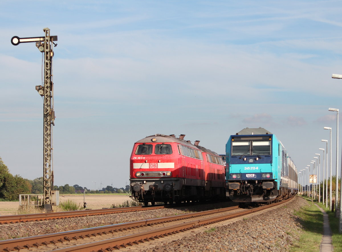 218 363-0 und 245 212-6 am 31. August 2016 bei Lehnshallig.