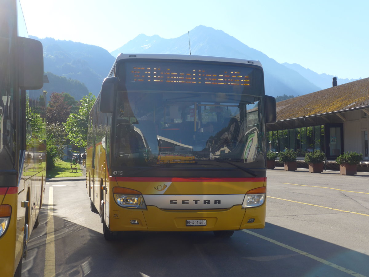 (218'623) - PostAuto Bern - BE 401'465 - Setra (ex AVG Meiringen Nr. 65) am 12. Juli 2020 in Meiringen, Postautostation