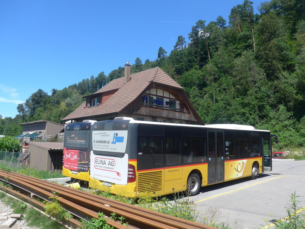 (218'980) - PostAuto Bern - Nr. 1/BE 414'001 - Mercedes (ex Klopfstein, Laupen Nr. 1) am 25. Juli 2020 in Laupen, Garage