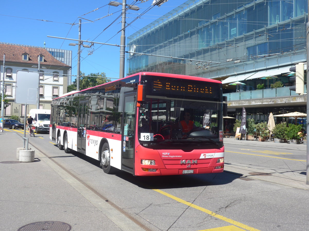 (219'198) - TRAVYS Yverdon - Nr. 141/VD 359'123 - MAN am 27. Juli 2020 beim Bahnhof Bern