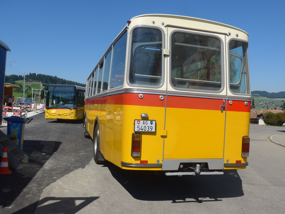 (219'565) - Birchler, Remetschwil - AG 54'039 - FBW/Tscher (ex Gerber, Winkel; ex Eggenberger, Mriken; ex Tanner, Bubendorf; ex P 24'803) am 9. August 2020 beim Bahnhof Biglen