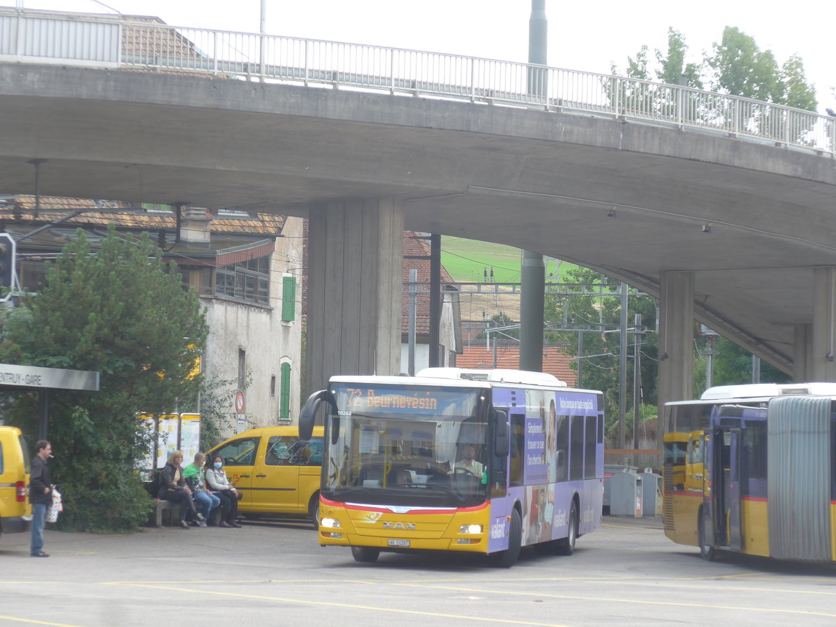 (220'377) - CarPostal Ouest - JU 51'287 - MAN (ex Nr. 22) am 31. August 2020 beim Bahnhof Porrentruy