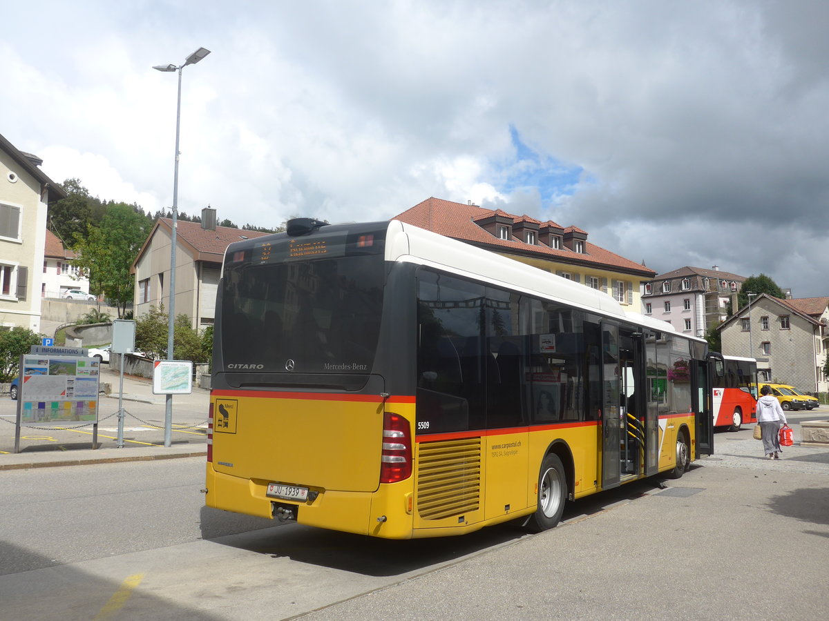 (220'395) - TSPG Saignelgier - JU 1939 - Mercedes am 31. August 2020 beim Bahnhof Tramelan