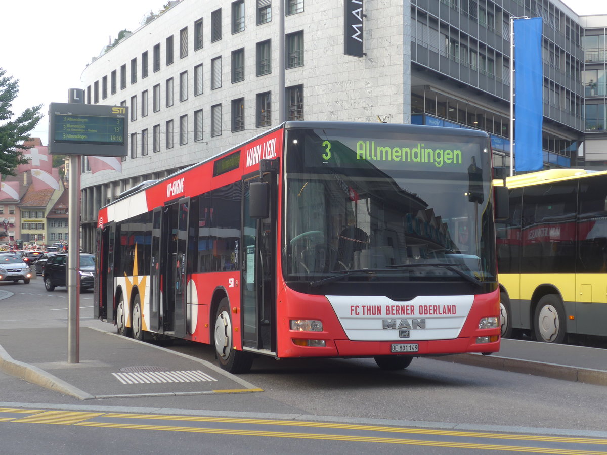 (220'558) - STI Thun - Nr. 149/BE 801'149 - MAN am 10. September 2020 beim Bahnhof Thun