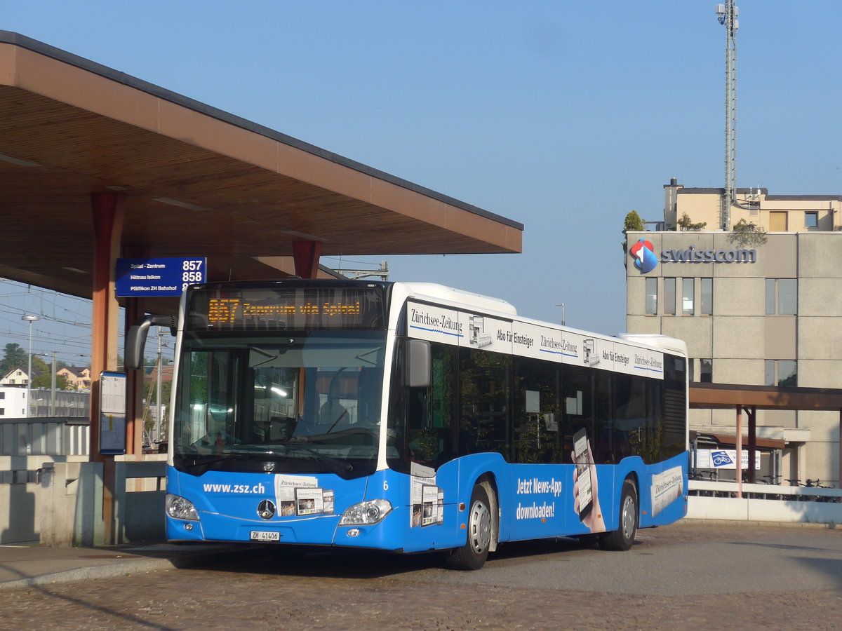 (220'571) - VZO Grningen - Nr. 6/ZH 41'406 - Mercedes am 12. September 2020 beim Bahnhof Wetzikon