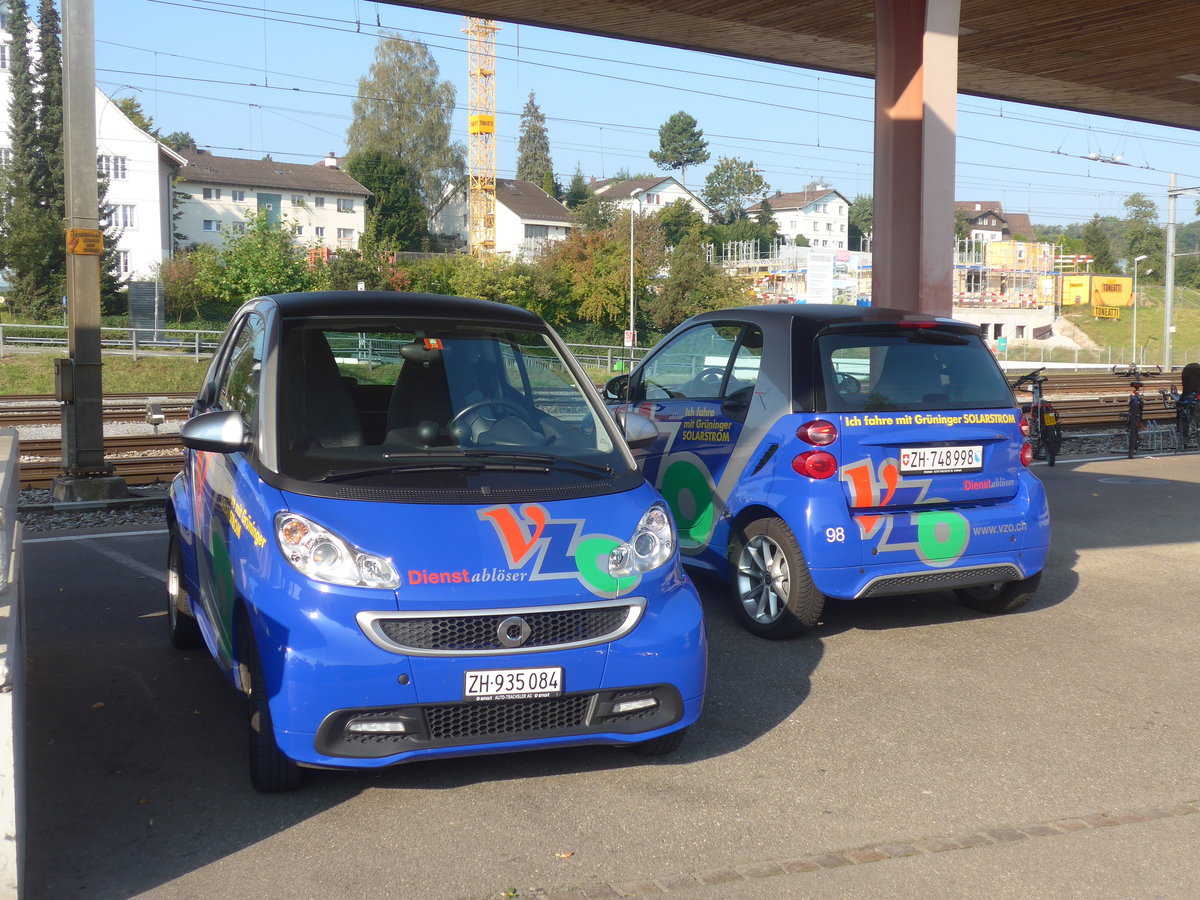 (220'577) - VZO - Nr. 84/ZH 935'084 - Smart am 12. September 2020 beim Bahnhof Wetzikon