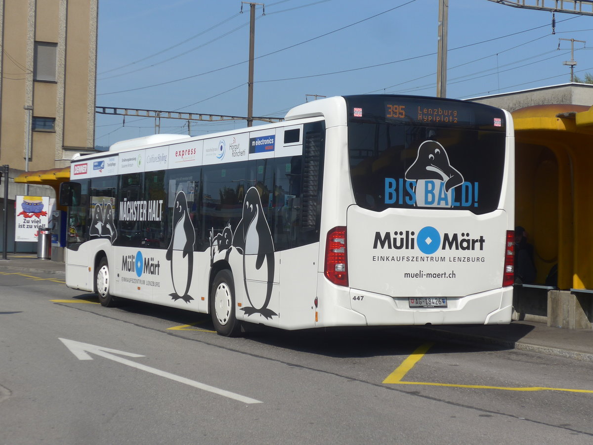 (220'740) - Knecht, Windisch - Nr. 447/AG 18'426 - Mercedes am 13. September 2020 beim Bahnhof Lenzburg