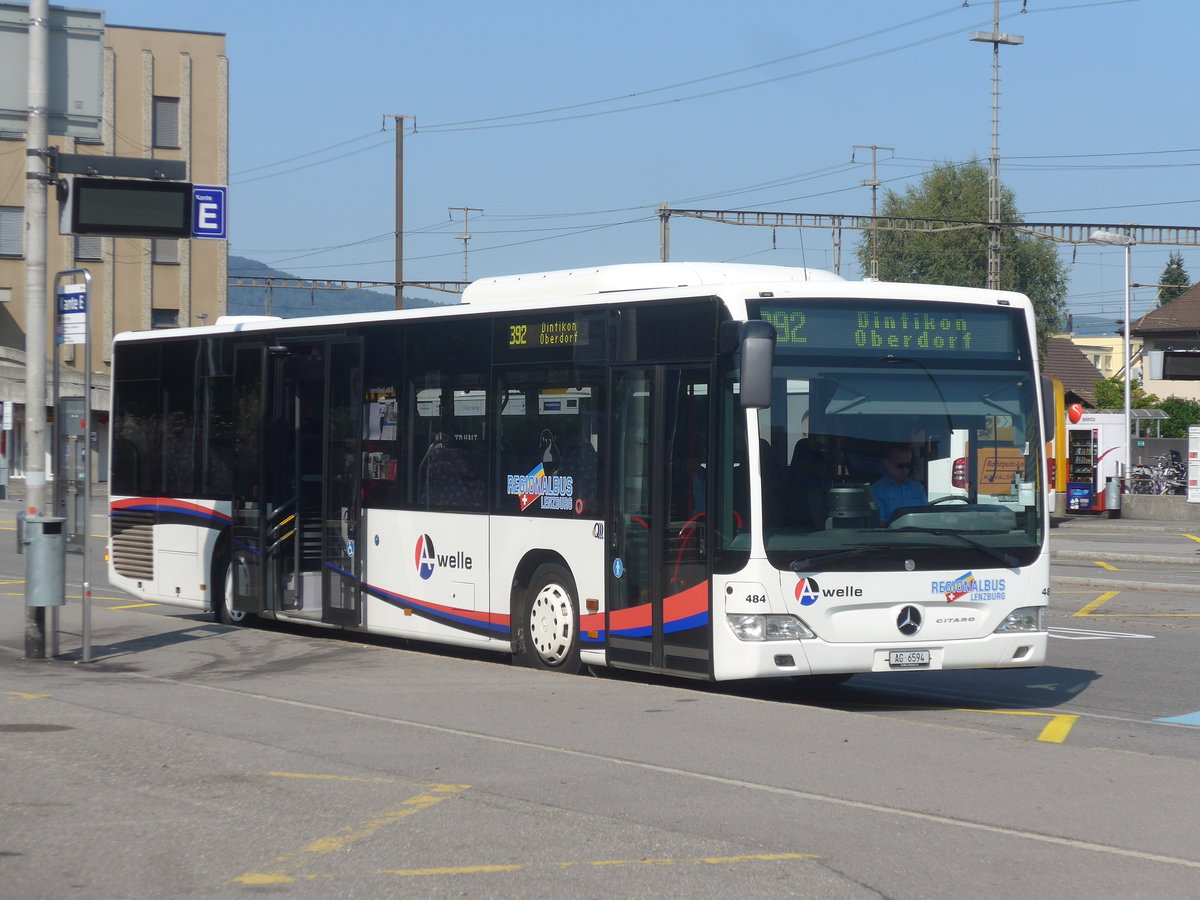 (220'747) - Knecht, Windisch - Nr. 484/AG 6594 - Mercedes (ex Nr. 84) am 13. September 2020 beim Bahnhof Lenzburg