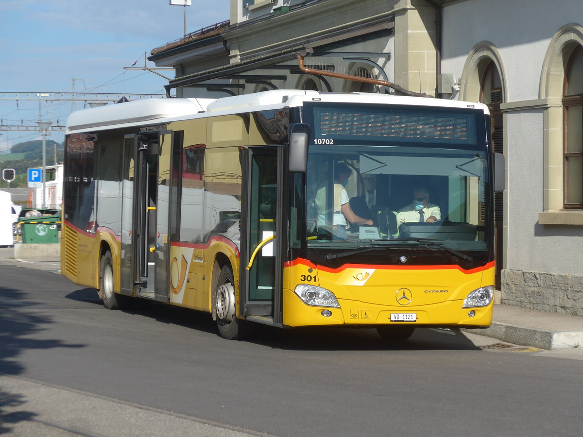 (221'138) - Faucherre, Moudon - Nr. 301/VD 1121 - Mercedes am 23. September 2020 beim Bahnhof Moudon