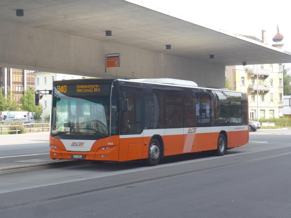 (221'198) - AOT Amriswil - Nr. 402/TG 62'894 - Neoplan (ex Nr. 6) am 24. September 2020 in Arbon, Bushof