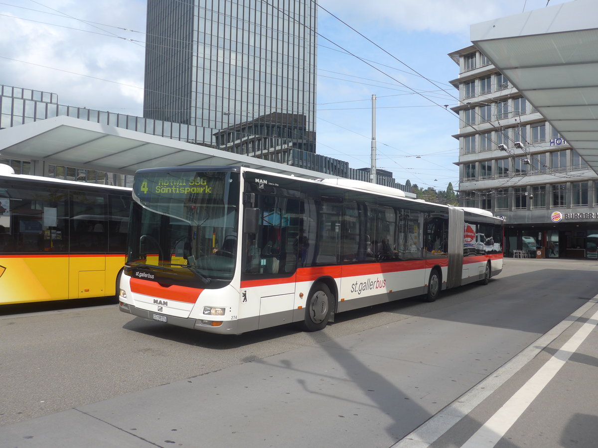 (221'231) - St. Gallerbus, St. Gallen - Nr. 274/SG 198'274 - MAN am 24. September 2020 beim Bahnhof St. Gallen