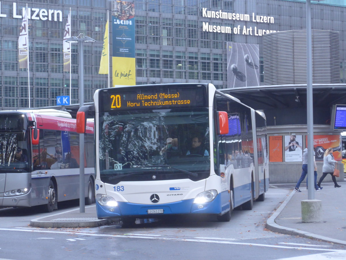 (221'389) - VBL Luzern - Nr. 183/LU 241'270 - Mercedes am 25. September 2020 beim Bahnhof Luzern