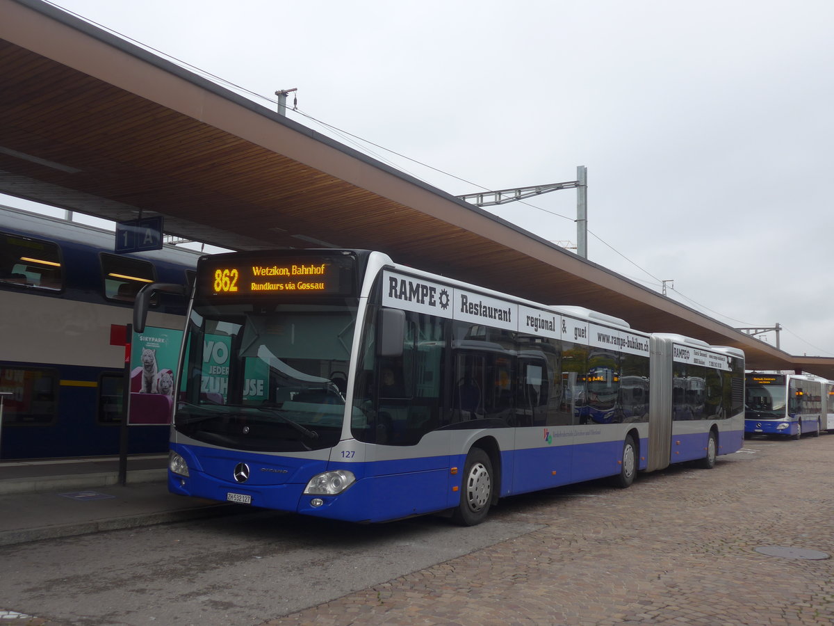 (221'775) - VZO Grningen - Nr. 127/ZH 532'127 - Mercedes am 12. Oktober 2020 beim Bahnhof Wetzikon