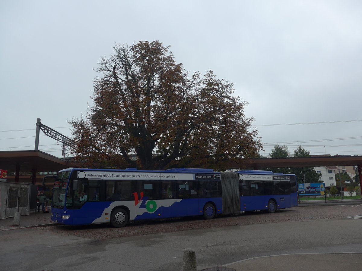 (221'781) - VZO Grningen - Nr. 108/ZH 745'108 - Mercedes am 12. Oktober 2020 beim Bahnhof Wetzikon