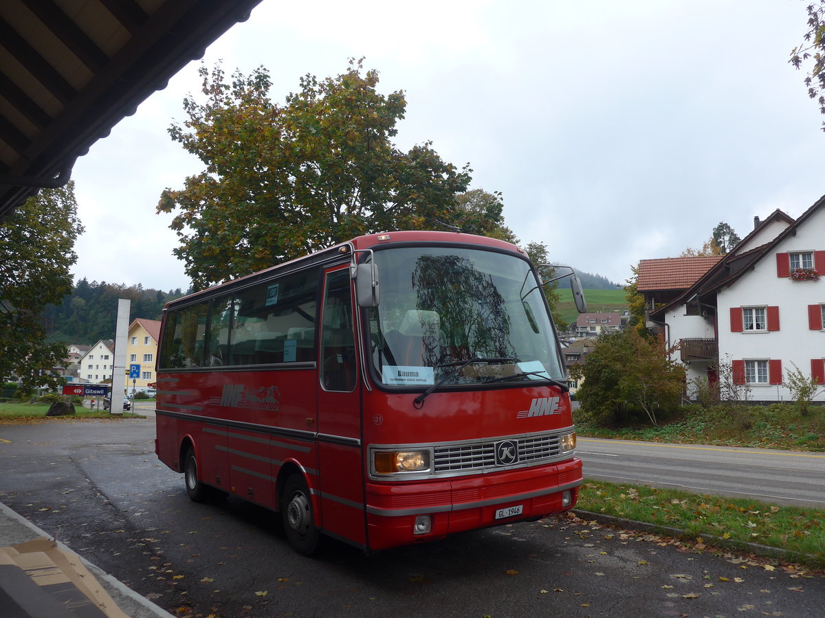 (221'816) - Biegger, Uster - Nr. 31/GL 1946 - Setra (ex AFA Adelboden Nr. 31; ex AFA Adelboden Nr. 10; ex Frhlich, Zrich) am 12. Oktober 2020 beim Bahnhof Gibswil