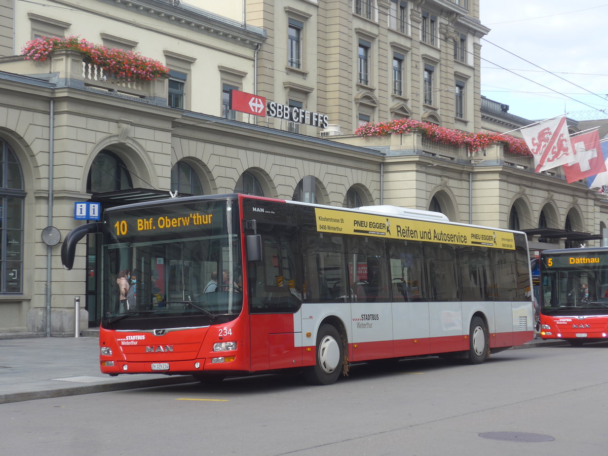 (222'044) - SW Winterthur - Nr. 234/ZH 329'234 - MAN am 18. Oktober 2020 beim Hauptbahnhof Winterthur