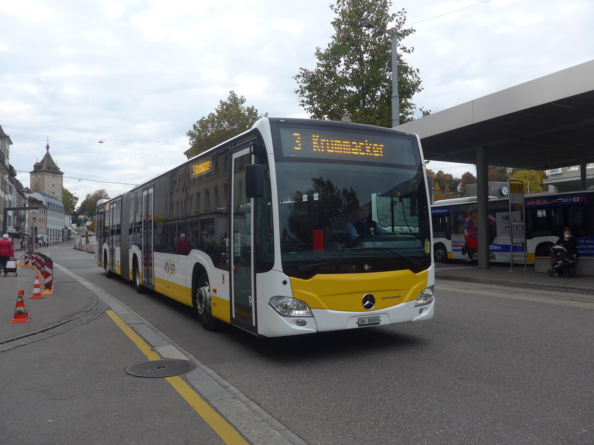 (222'218) - VBSH Schaffhausen - Nr. 9/SH 38'009 - Mercedes am 21. Oktober 2020 beim Bahnhof Schaffhausen