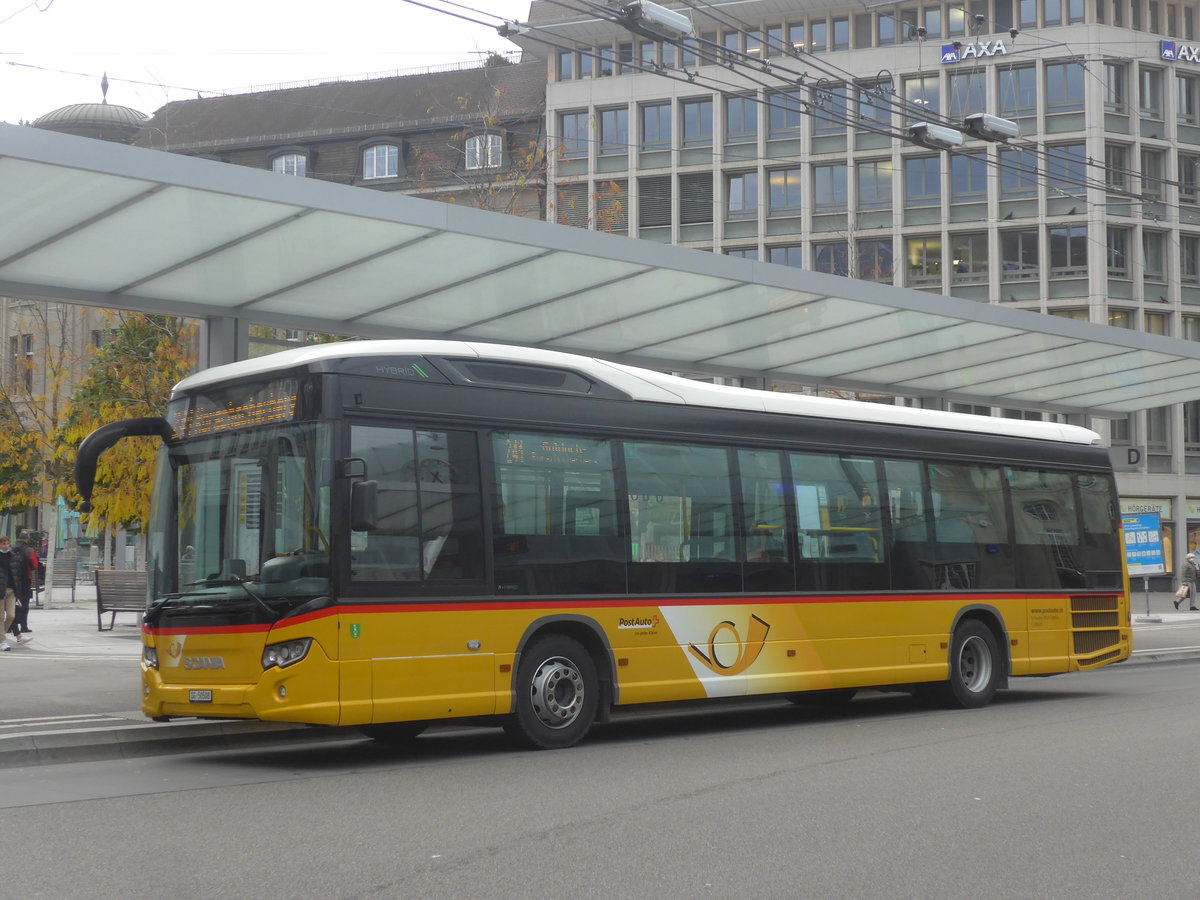 (222'339) - Schwizer, Goldach - SG 50'508 - Scania am 21. Oktober 2020 beim Bahnhof St. Gallen