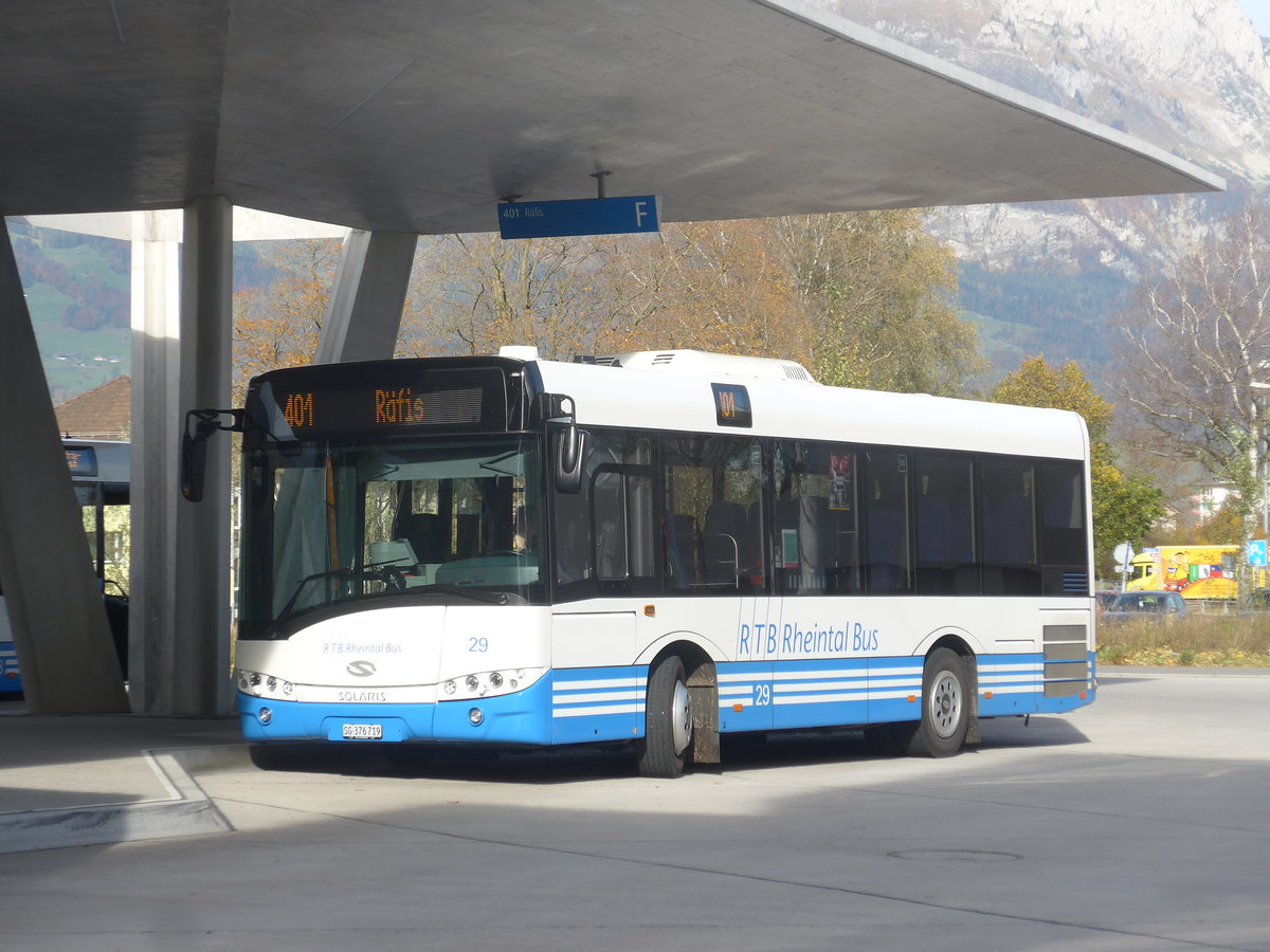 (222'375) - RTB Altsttten - Nr. 29/SG 376'719 - Solaris am 22. Oktober 2020 beim Bahnhof Buchs