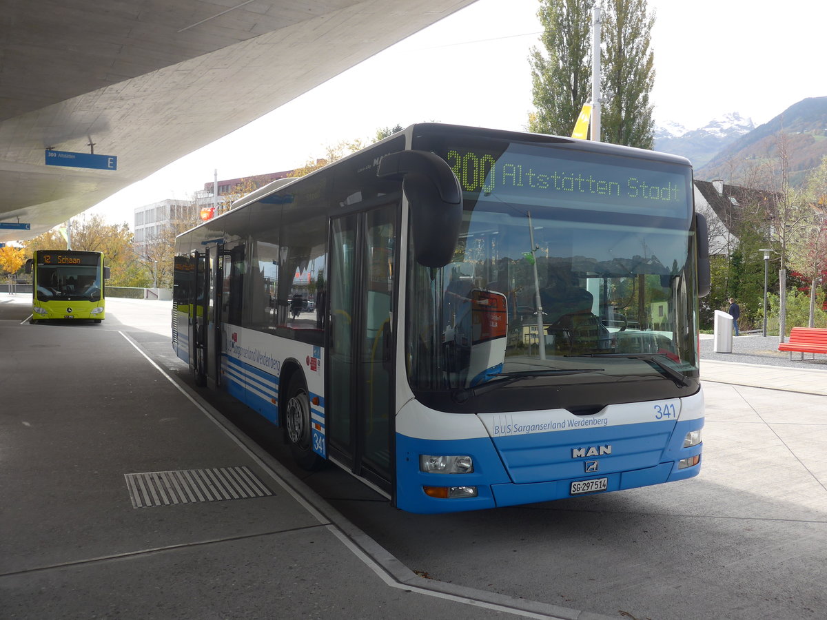 (222'398) - BSW Sargans - Nr. 341/SG 297'514 - MAN am 22. Oktober 2020 beim Bahnhof Buchs