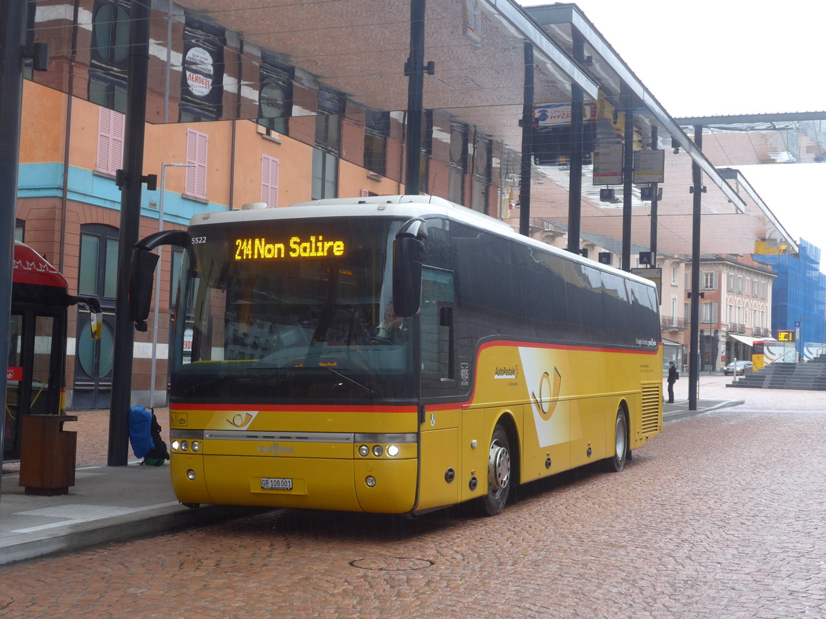 (222'512) - TpM, Mesocco - Nr. 1/GR 108'001 - Van Hool (ex Pacciarelli, Grono) am 23. Oktober 2020 beim Bahnhof Bellinzona