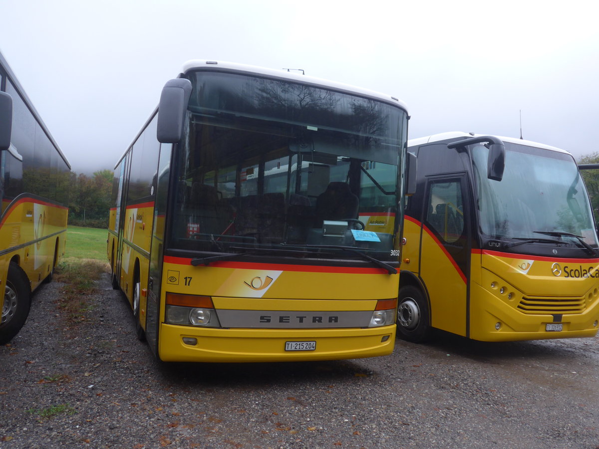 (222'535) - ATV, Rivera - Nr. 17/TI 215'204 - Setra (ex AutoPostale Ticino; ex AutoPostale Ticino Nr. 510; ex AutoPostale Ticino; ex Marchetti, Airolo) am 23. Oktober 2020 in Rivera, Garage