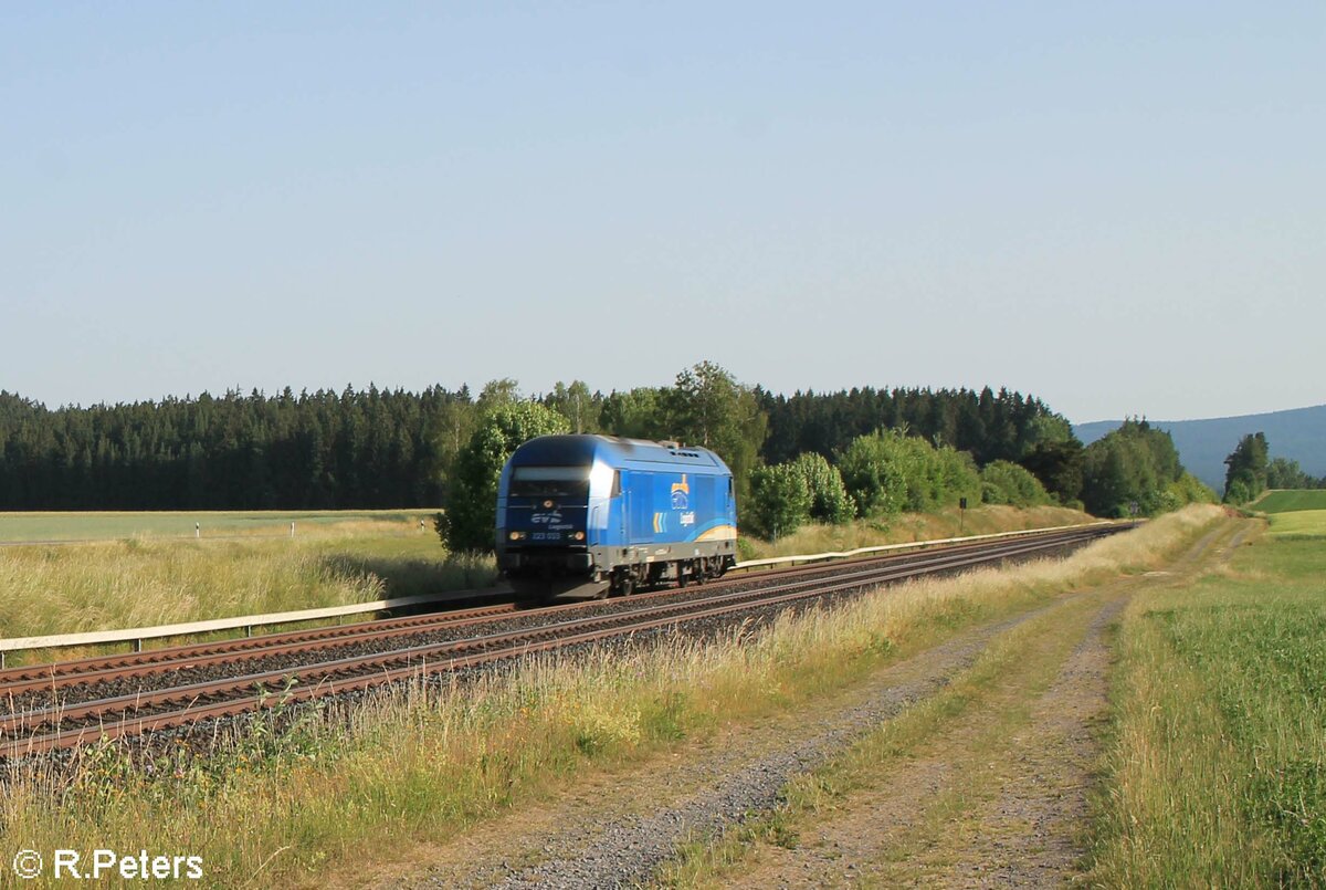 223 033 Lz auf dem Weg von Hof nach Cheb bei Neudes. 19.06.22