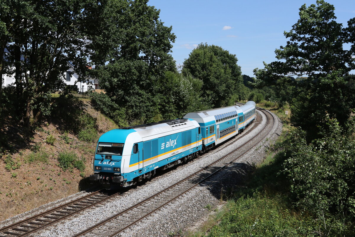 223 063 am 3. August 2022 bei  Reuth bei Erbendorf  in der Oberpfalz.