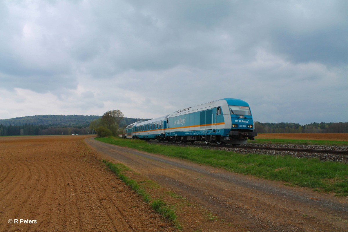 223 063 mit dem ALX84135 Hof - München bei Oberteich. 11.04.14