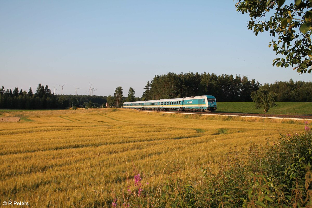 223 066 mit dem ALX  RE2 79850 Hof - München bei Marktleuthen. 21.07.21