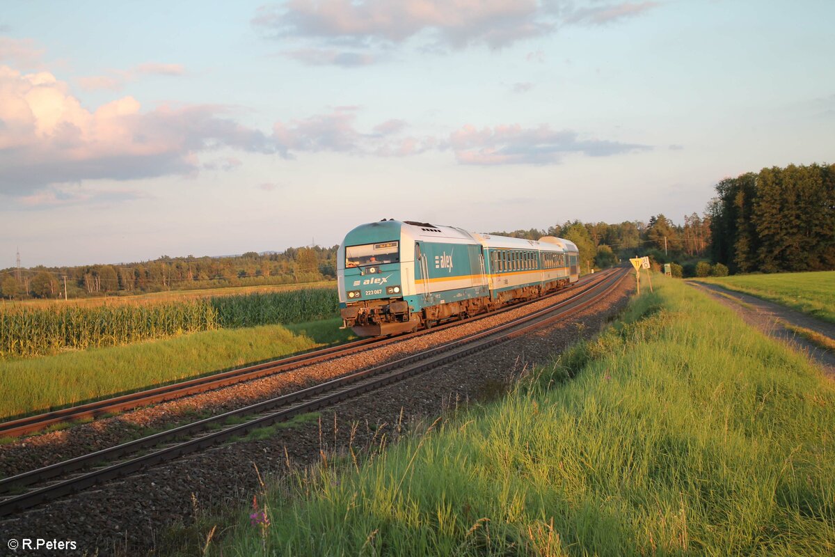 223 067 zieht bei Oberteich den ALX RE2 79863 München - Hof. 20.08.21