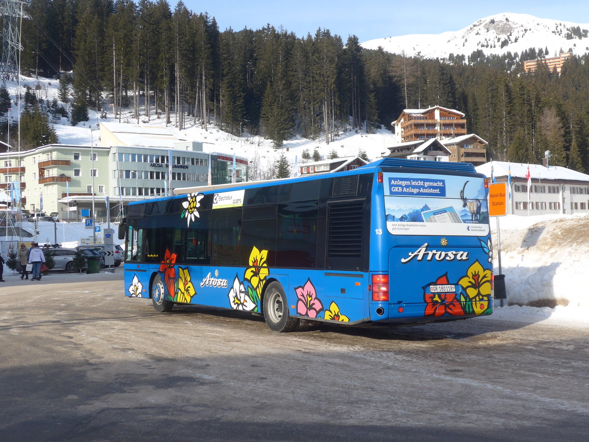 (223'227) - Pfosi, Arosa - Nr. 13/GR 180'118 - Neoplan (ex Nr. 8) am 2. Januar 2021 in Arosa, Post