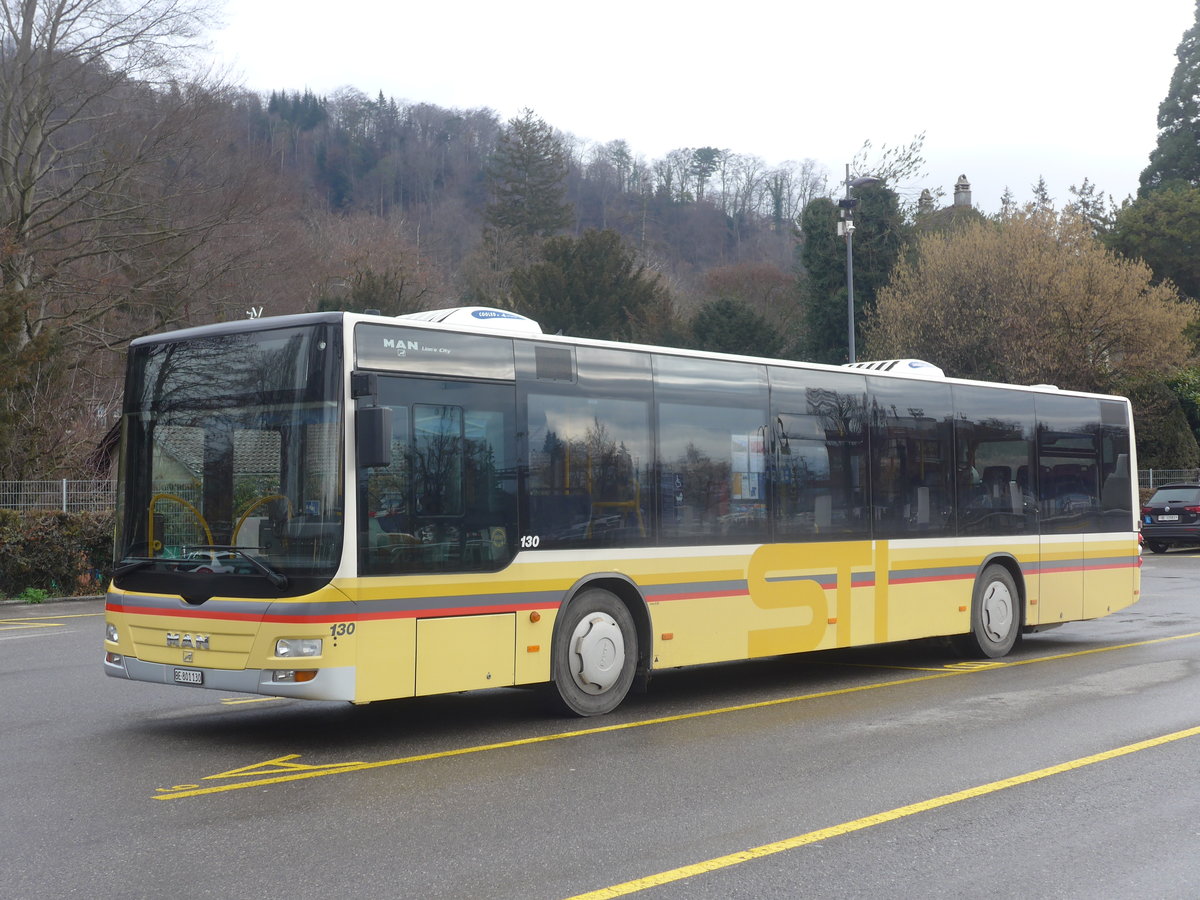 (223'468) - STI Thun - Nr. 130/BE 801'130 - MAN am 9. Februar 2021 bei der Schifflndte Thun