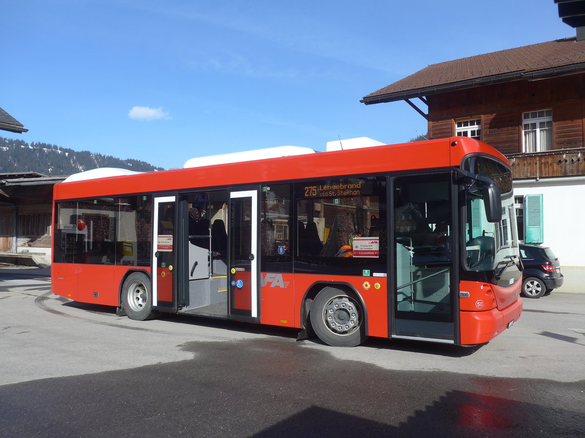 (223'630) - AFA Adelboden - Nr. 50/BE 715'002 - Scania/Hess am 19. Februar 2021 beim Bahnhof St. Stephan