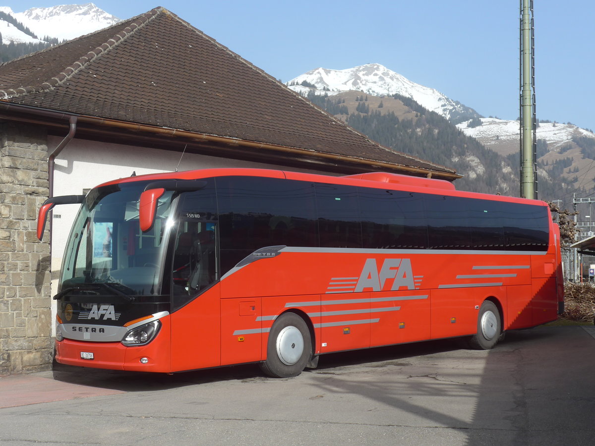 (223'717) - AFA Adelboden - Nr. 25/BE 26'706 - Setra am 23. Februar 2021 beim Bahnhof Frutigen