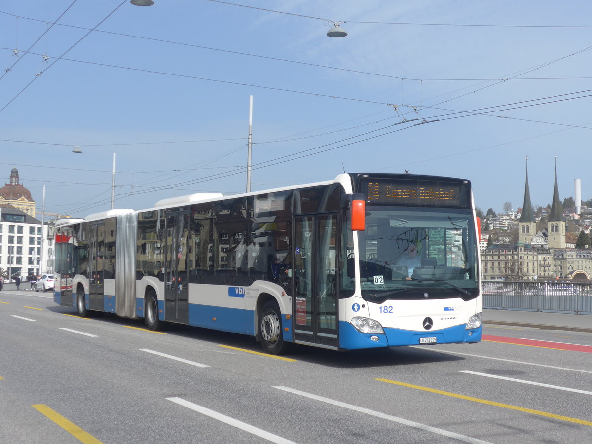 (223'811) - VBL Luzern - Nr. 182/LU 241'195 - Mercedes am 26. Februar 2021 in Luzern, Bahnhofbrcke