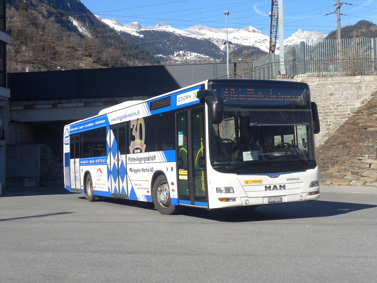 (223'925) - PostAuto Wallis - VS 449'118 - MAN am 2. Mrz 2021 beim Bahnhof Brig