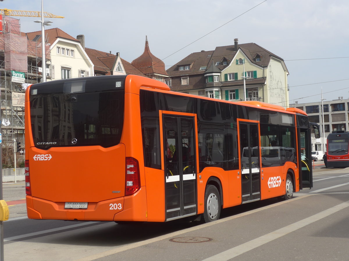 (223'953) - RBS Worblaufen - Nr. 203/BE 800'203 - Mercedes am 4. Mrz 2021 beim Hauptbahnhof Solothurn